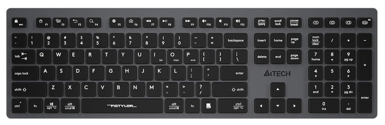 Клавиатура A4TECH Fstyler FBX50C,  USB, Bluetooth/Радиоканал, серый [fbx50c grey]