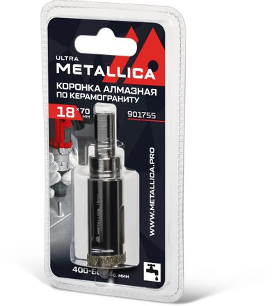 Коронка METALLICA 901755, по керамограниту, 18мм, цилиндрический, 1шт