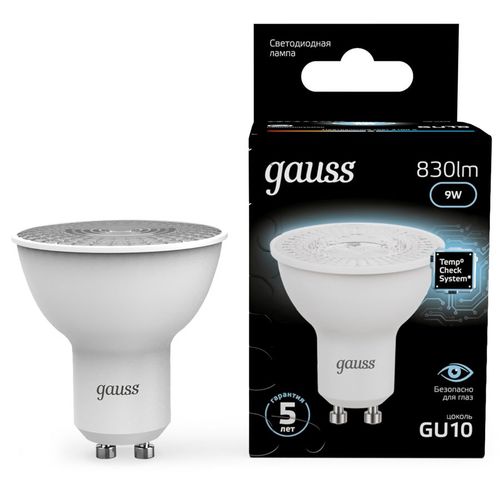 Лампа LED GAUSS GU10, рефлектор, 9Вт, 101506209, 10 шт.