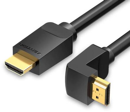 Кабель аудио-видео VENTION AAQBH, HDMI (m) (Г-образный) - HDMI (m), ver 2.0, 2м, GOLD, черный