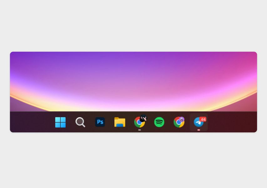 В Windows 11 поиск расположен по центру