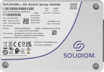 960ГБ SSD накопитель Intel Solidigm D3-S4520 SSDSC2KB960GZ1Z 2.5", SATA III, SATA,  oem