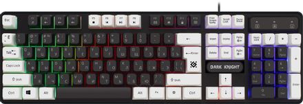 Клавиатура Defender Dark Knight GK-077, проводная, USB, мембранная, черный/белый [45077]