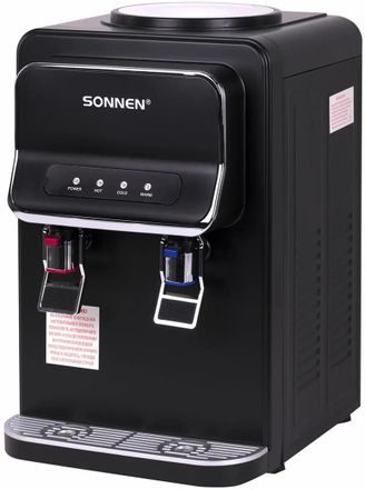 Кулер SONNEN TSE-02WB, настольный, электронный, push - кран, черный/черный [456174]