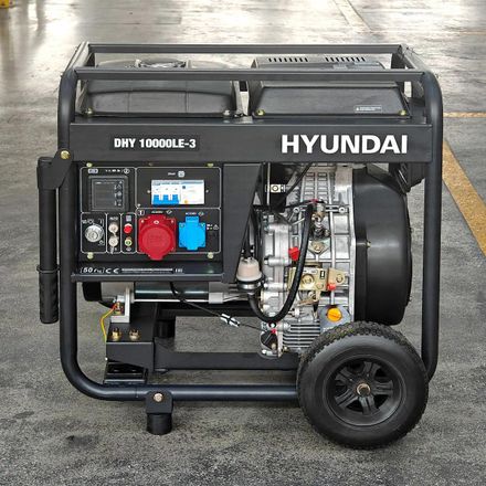 Дизельный генератор Hyundai DHY 10000LE-3, 380 В, 8.5кВт, на колёсах