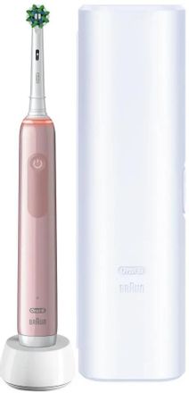 Электрическая зубная щетка Oral-B Pro 3/D505.513.3X, насадки для щётки: 1 шт, цвет: розовый