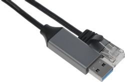 Кабель Buro BU-USB-A-LAN1000-2m, USB A (m) (прямой) - RJ-45 (m) (прямой), черный