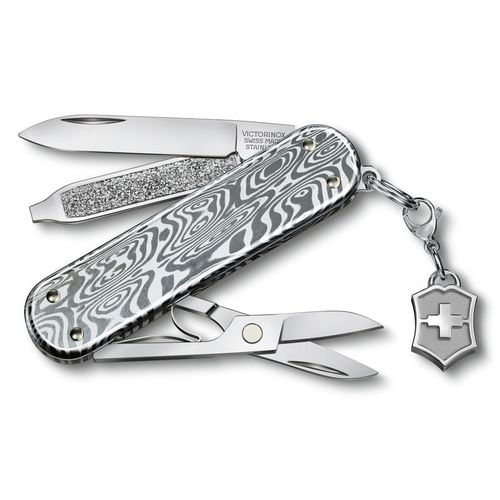 Складной нож Victorinox Classic Brilliant Damast, функций: 5, 58мм, серебристый, коробка подарочная [0.6221.34]