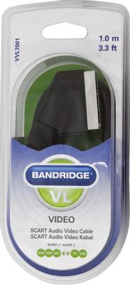 Кабель видео Bandridge SCART (m)  (Г-образный) -  SCART (m)  (Г-образный),  1м, черный [vvl7001]