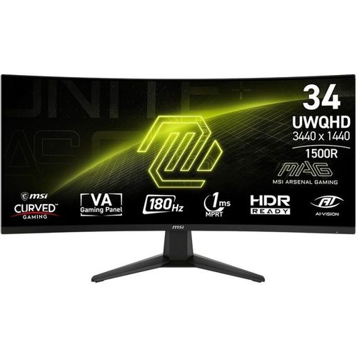 34" Монитор MSI Mag 346CQ, 3440x1440, VA, 180Гц, 2хHDMI, 1хDP, изогнутый, черный [9s6-3dd71m-016]