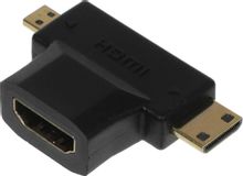 Изображение товара Переходник HDMI (f) - Micro HDMI (m), Mini HDMI (m), черный