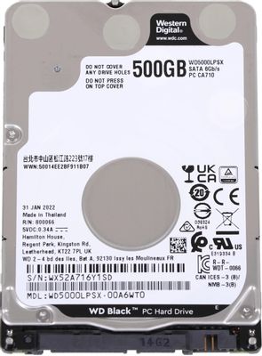 Жесткий диск WD Black WD5000LPSX,  500ГБ,  HDD,  SATA III,  2.5"