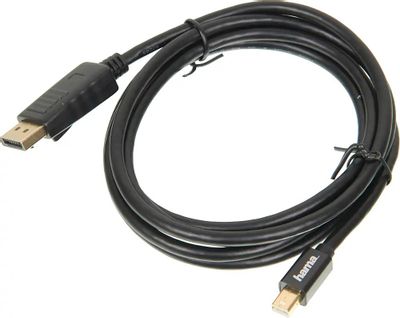Кабель Display Port HAMA DisplayPort (m) (прямой) -  miniDisplayPort (m) (прямой),  GOLD ,  круглое,  1.8м,  блистер,  черный [00054563]