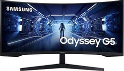 Изображение товара 34" Монитор Samsung Odyssey G5 C34G55TWWI,  3440x1440,  VA,  165Гц,  1хHDMI,  1хDP,  изогнутый, черный [lc34g55twwixci]
