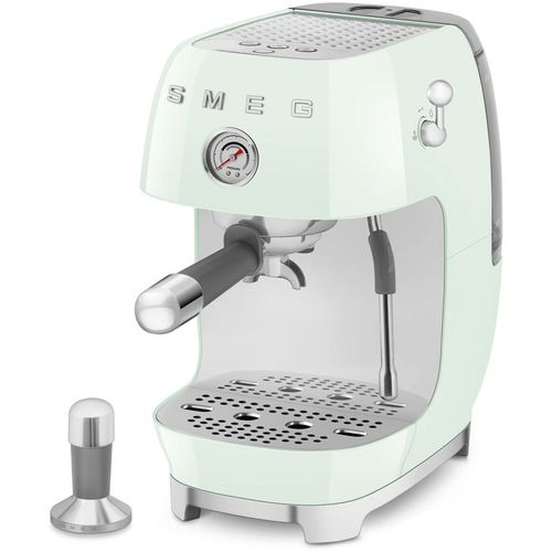 Кофемашина автоматическая SMEG Стиль 50-х гг. ECF03PGEU, 15Бар, с ручным капучинатором, зеленый/серебристый