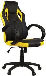 Изображение товара Кресло игровое HELMI Boost, ткань/экокожа, до 120кг, топ-ган, фиксированные подлокотники,  черный/желтый