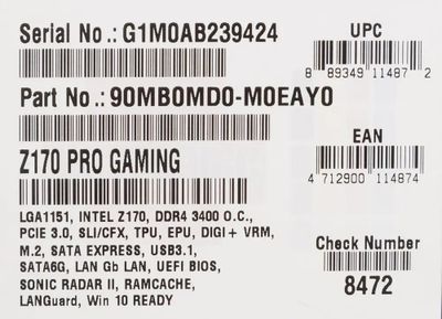 ASUS Z170 PRO GAMING LGA 1151
