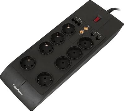 Характеристики Сетевой фильтр CyberPower SB0802AD, 2.4м, черный ...