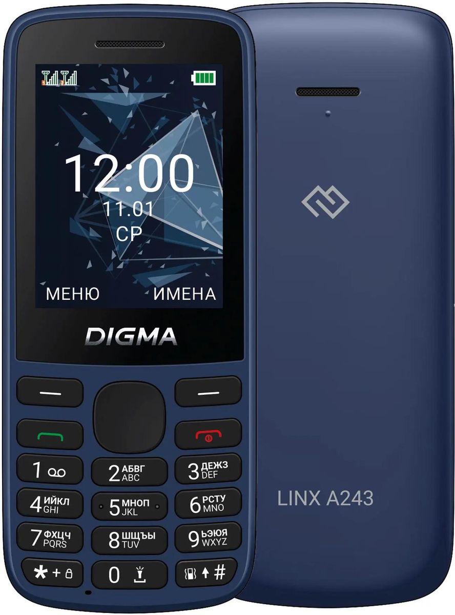 Сотовый телефон Digma Linx A243, темно-синий – купить в Ситилинк | 1888906