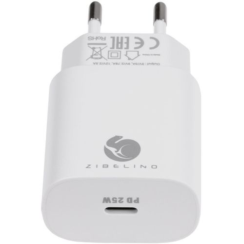 Сетевое зарядное устройство ZIBELINO MC-UC-PD-2, USB-C, 25Вт, 3A, белый [zc-mc-uc-pd-25w-wht]