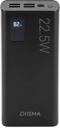 Внешний аккумулятор (Power Bank) Digma DGPF30A,  30000мAч,  черный [dgpf30a22abk]