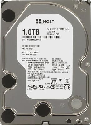 Жесткий диск HGST Ultrastar 7K2 HUS722T1TALA604,  1ТБ,  HDD,  SATA III,  3.5" [1w10001]
