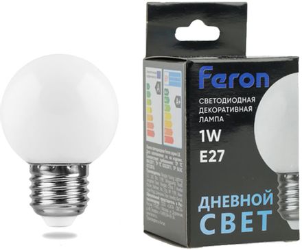 Упаковка ламп LED FERON E27,  шар, 1Вт, LB-37, 10 шт. [25115-10]