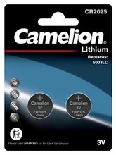 Изображение товара Батарейка CAMELION CR2025-BP2 литиевая 3В 1 шт. для часов и гаджетов