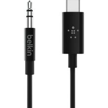 Изображение товара Кабель Belkin F7U079bt03-BLK,  USB Type-C (m) (прямой) -  Jack 3.5 (m) (прямой),  0.9м,  черный