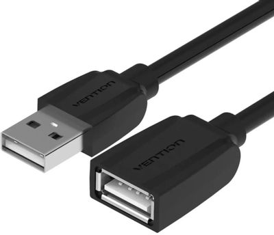 Кабель-удлинитель USB2.0 VENTION VAS-A44-B050,  USB 2.0 A(m) (прямой) -  USB 2.0 A (f) (прямой),  круглое,  0.5м,  черный