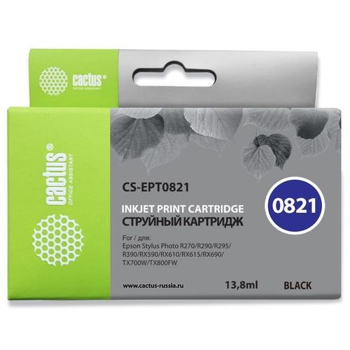 Картридж Cactus CS-EPT0821, T0821, черный / CS-EPT0821