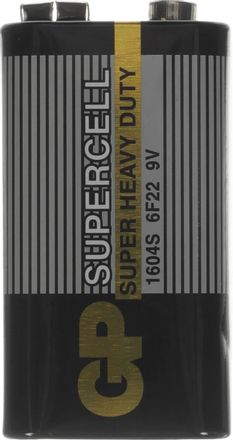 9V Батарейка GP Supercell 1604S 6F22, 1 шт.