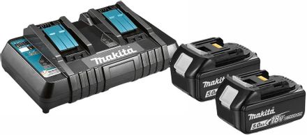 Батарея аккумуляторная Makita BL1850Bx2 LXT, 18В, 5Ач, Li-Ion,  ЗУ в комплекте [191l75-3]