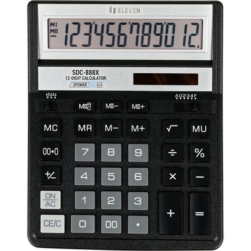 Калькулятор ELEVEN SDC-888X, 12-разрядный, черный