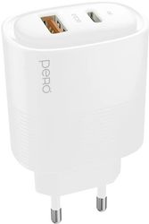 Изображение товара Сетевое зарядное устройство PERO TC11W, USB-A, USB-C, 45Вт, 3A, белый Изображение товара Сетевое зарядное устройство PERO TC11W, USB-A, USB-C, 45Вт, 3A, белый