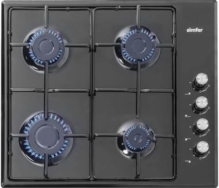 Газовая варочная панель Simfer H60Q40B470,  4 конфорки,  эмалированная сталь,  черный
