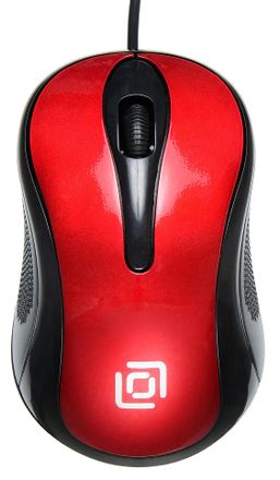 Мышь проводная Oklick 385M, оптическая, USB, 1600dpi, черный и красный [1066865]