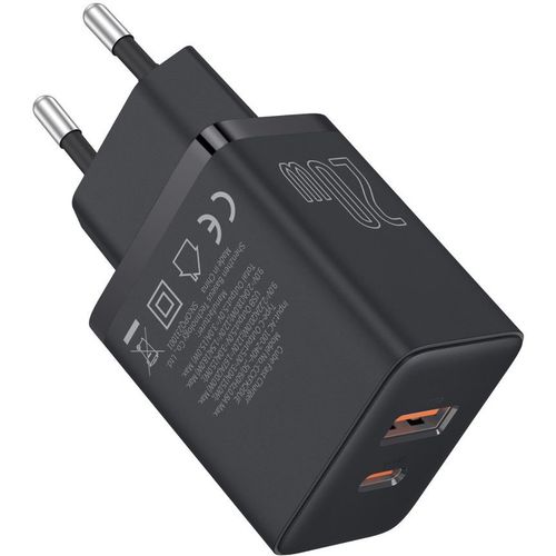 Сетевое зарядное устройство BASEUS Cube, USB-A, USB-C, 20Вт, 3A, черный [p10111403113-00]