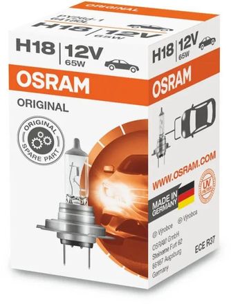 Лампа автомобильная галогенная Osram 64180L, H18, 12В, 65Вт, 1шт