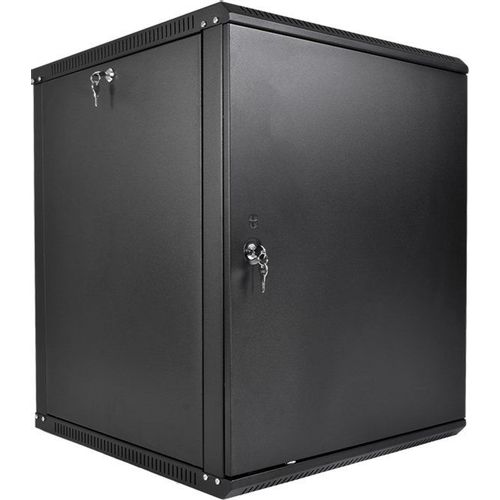 Шкаф коммутационный ЦМО ШРН-Эконом ШРН-Э-18.350.1-9005 настенный, металлическая передняя дверь, 18U, 600x878x350 мм