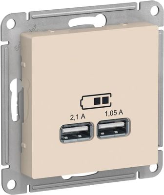Розетка USB Schneider Electric AtlasDesign двойная, скрытая, IP20 [atn000233]