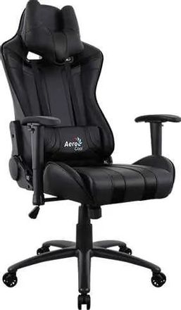 Кресло игровое Aerocool AC120 AIR-B, на колесиках, ПВХ/полиуретан, черный