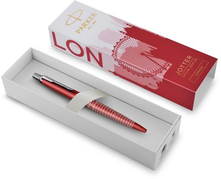 Ручка шариковая Parker Jotter Global Icons SE London K179 корп.красный металлик чернила синий коробка подарочная [2221603]