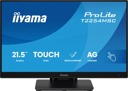21.5" Монитор Iiyama ProLite T2254MSC-B2AG, 1920x1080, IPS, 100Гц, 1хHDMI, 1хDP, черный