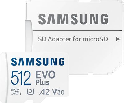 Карта памяти microSDXC UHS-I U3 Samsung EVO PLUS 512 ГБ, 130 МБ/с, Class 10, MB-MC512KA/RU,  1 шт., переходник SD