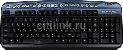 Характеристики Клавиатура Oklick 330M, PS/2+USB, черный + синий (38339 ...
