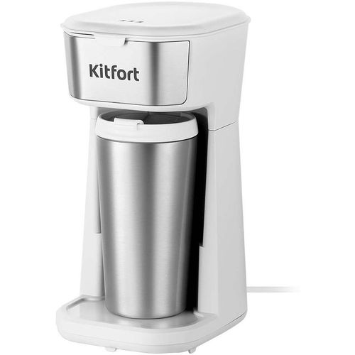 Кофеварка KitFort КТ-7698, капельная, белый /нержавеющая сталь