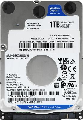 Жесткий диск WD Blue WD10SPZX,  1ТБ,  HDD,  SATA III,  2.5"