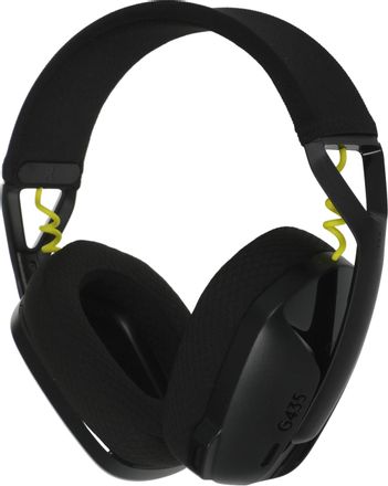 Гарнитура игровая Logitech G435,  для компьютера и игровых консолей, накладные,  Bluetooth/Радио, черный  / желтый [981-001051]