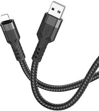 Изображение товара Кабель Hoco U110 iP, Lightning (m) - USB (m), 1.2м, в оплетке, 2.4A, черный